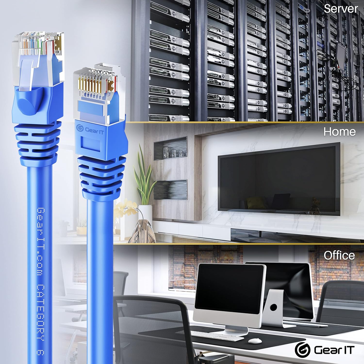 Cat6 Ethernet Cable 1 ft (100-Pack) Blue L791