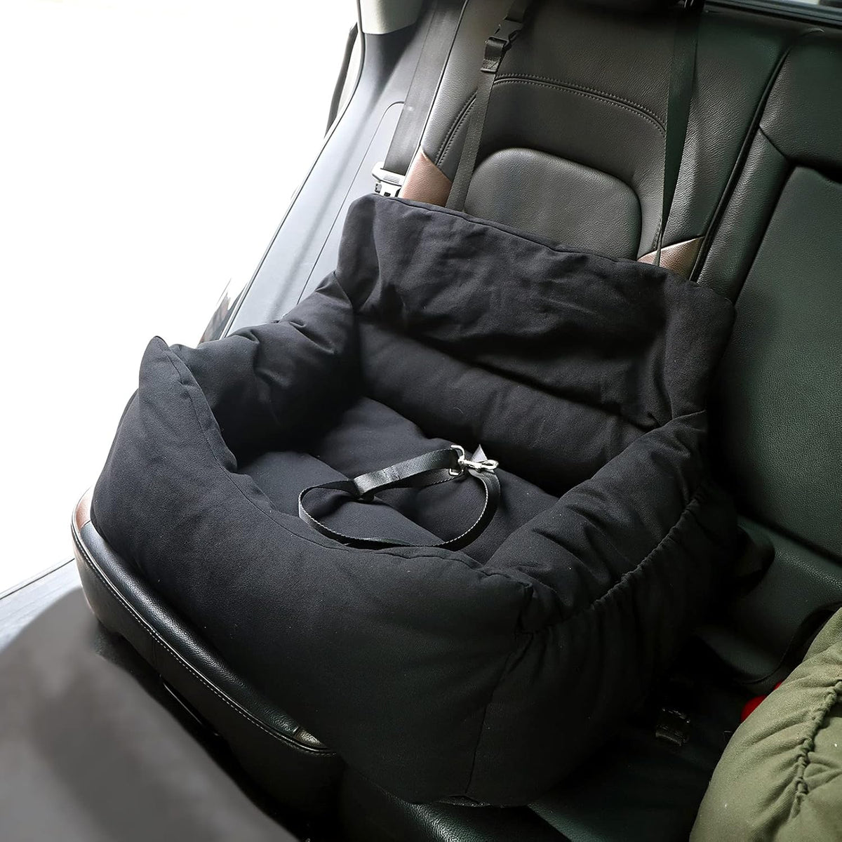 Dog Car Seat Pet Booster Seat 2-in-1 Car Dog Bed with Storage Pocket Waterproof Non-Slip T4414