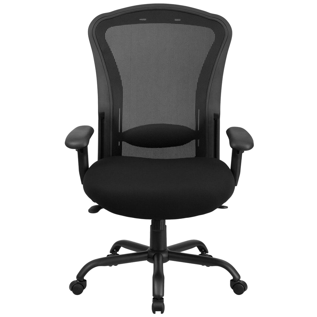Black Fabric Drafting Chair With Arms Q776