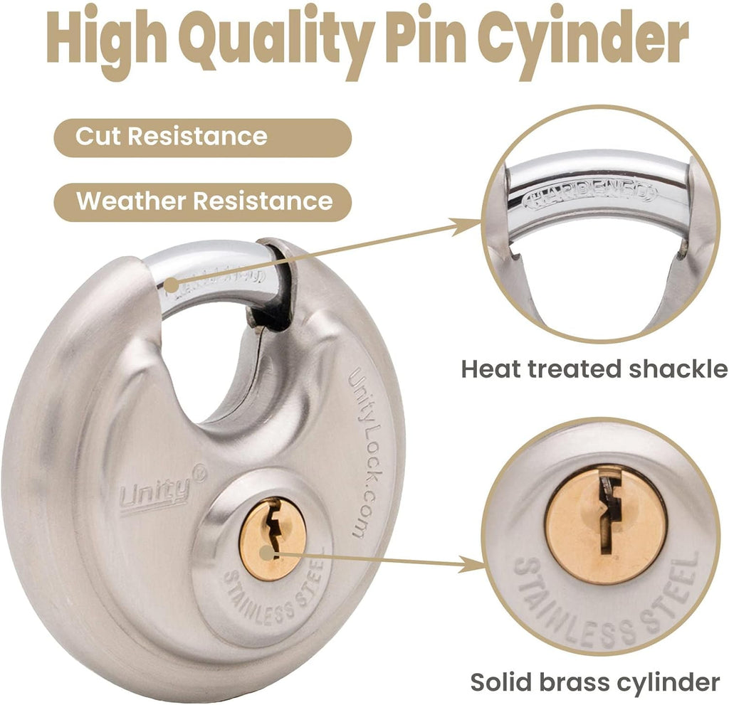 Stainless Steel Disc Padlock, Same Key Open, 2-3/4"(70mm) (50) U37393