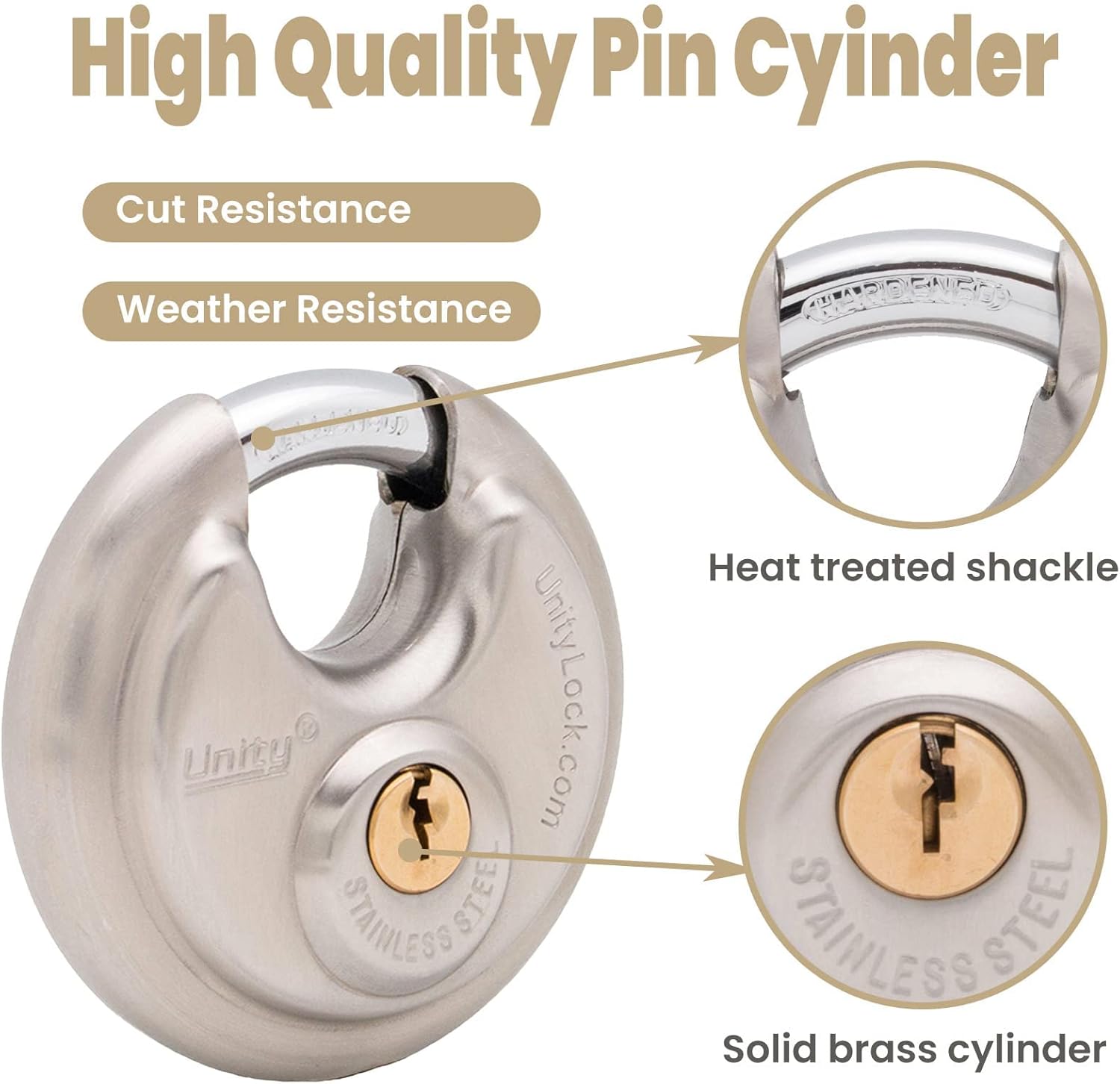 Stainless Steel Disc Padlock, Same Key Open, 2-3/4"(70mm) (50) U37393