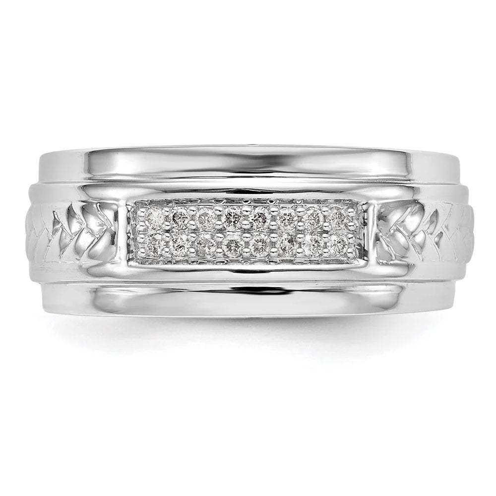 14K White Gold Diamond Trio Wedding Band Size 10 A965