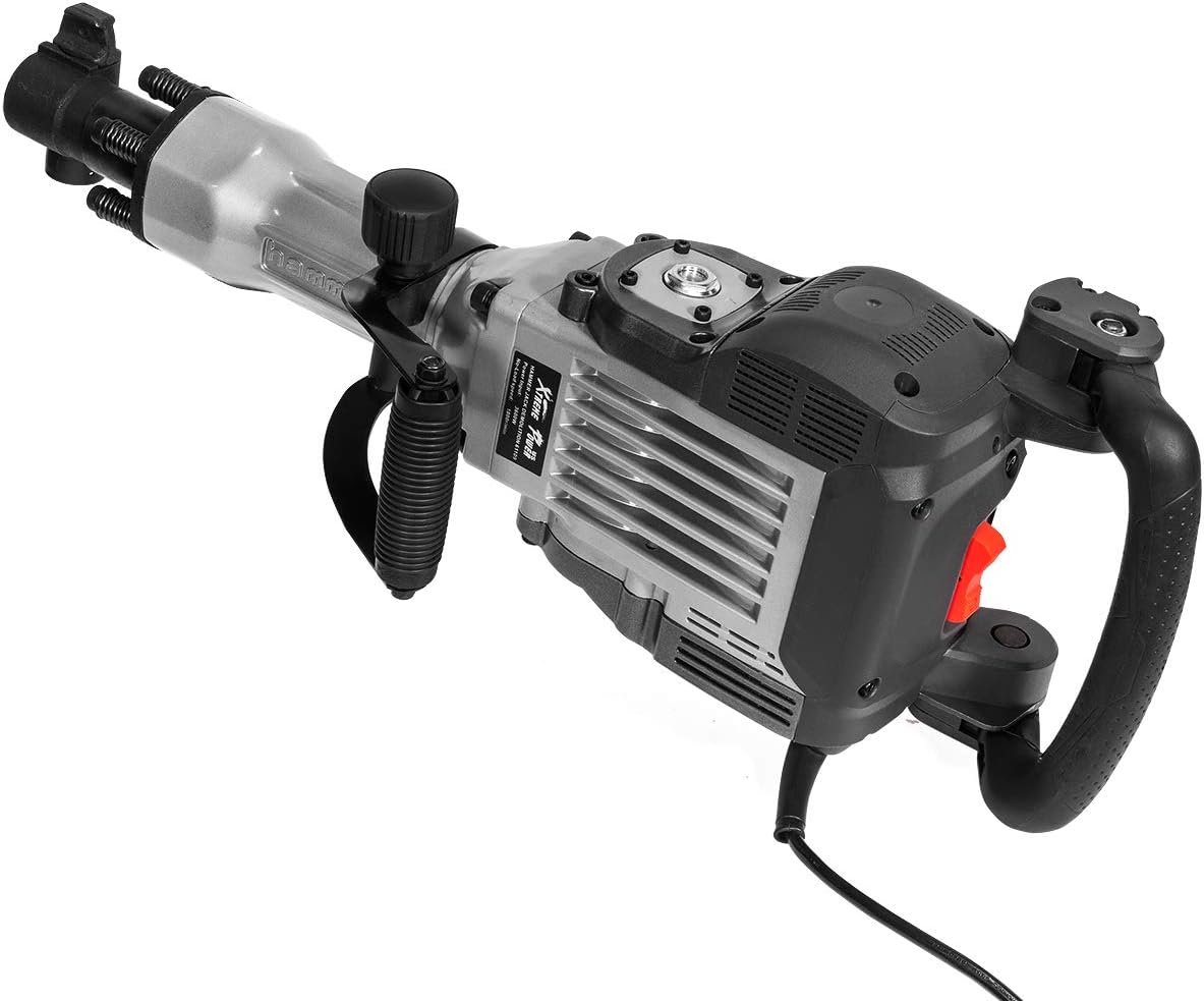 3600W Heavy Duty Electric Demolition Jack Hammer Concrete Breaker with Chisel & Point Chisel Bit Hand Gloves Case B449694