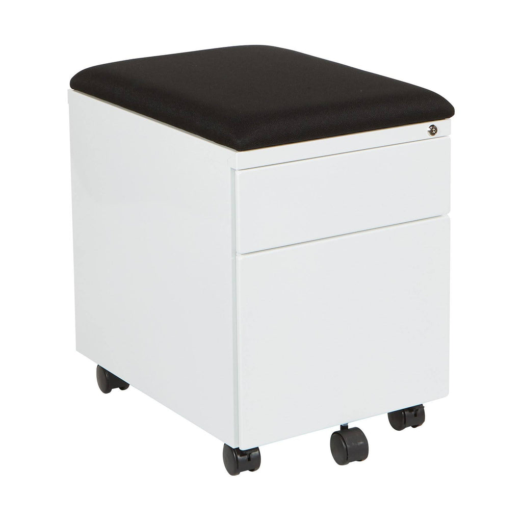 White Mobile File with Padded Seat M42570