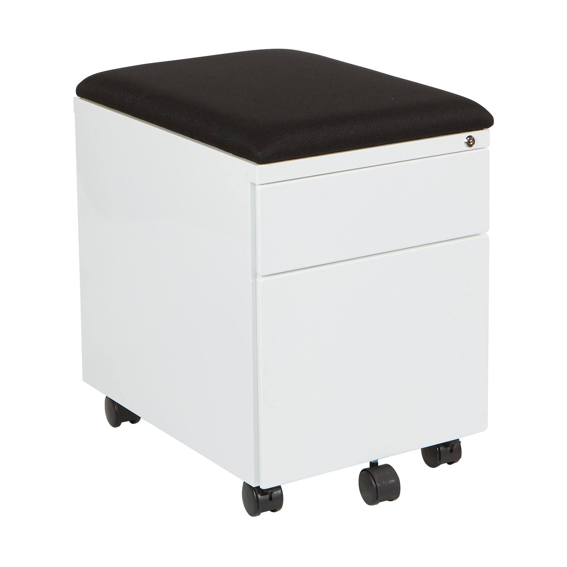 White Mobile File with Padded Seat M42570