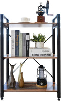 3 Tier Industrial Wood Bookshelf, Black/Brown B291252
