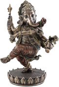 Dancing Ganesh on Lotus Pedestal Statue, Cold Cast Bronze, 8-Inch Elephant Figurine O399020
