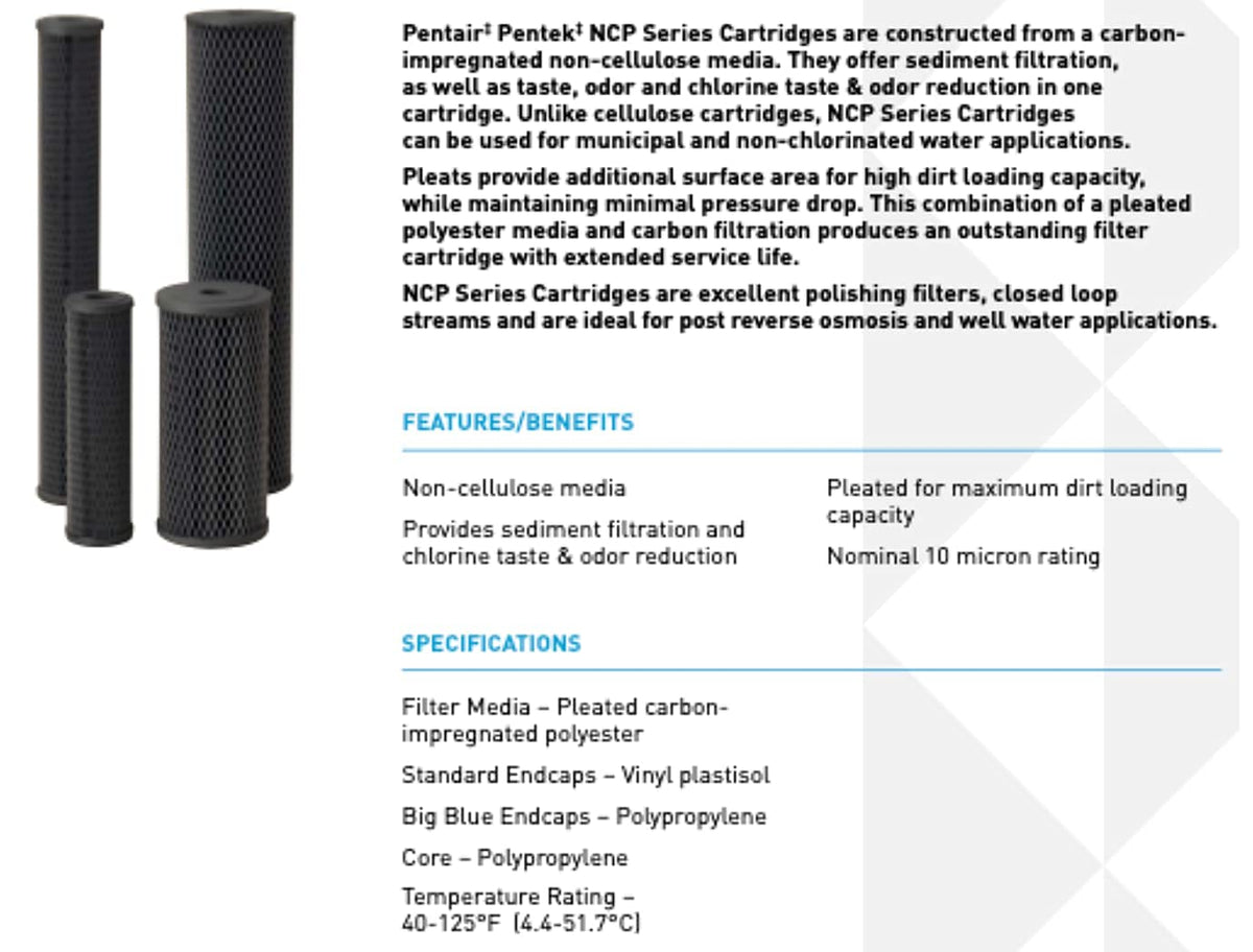 20-Inch Carbon Water Filter Cartridge, 10 Micron, Pack of 2 Z338749