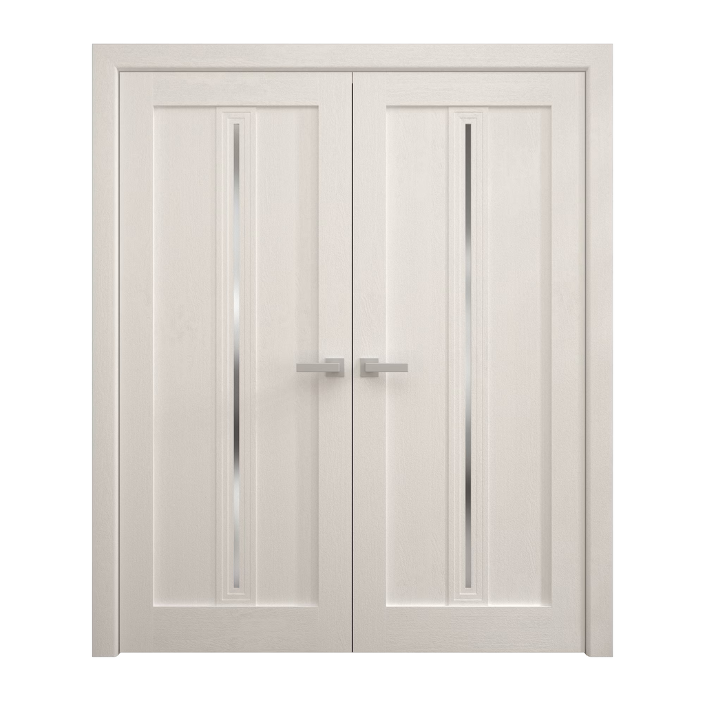 Solid French Double Doors 36 x 80 inches Painted White Oak Wood N957208