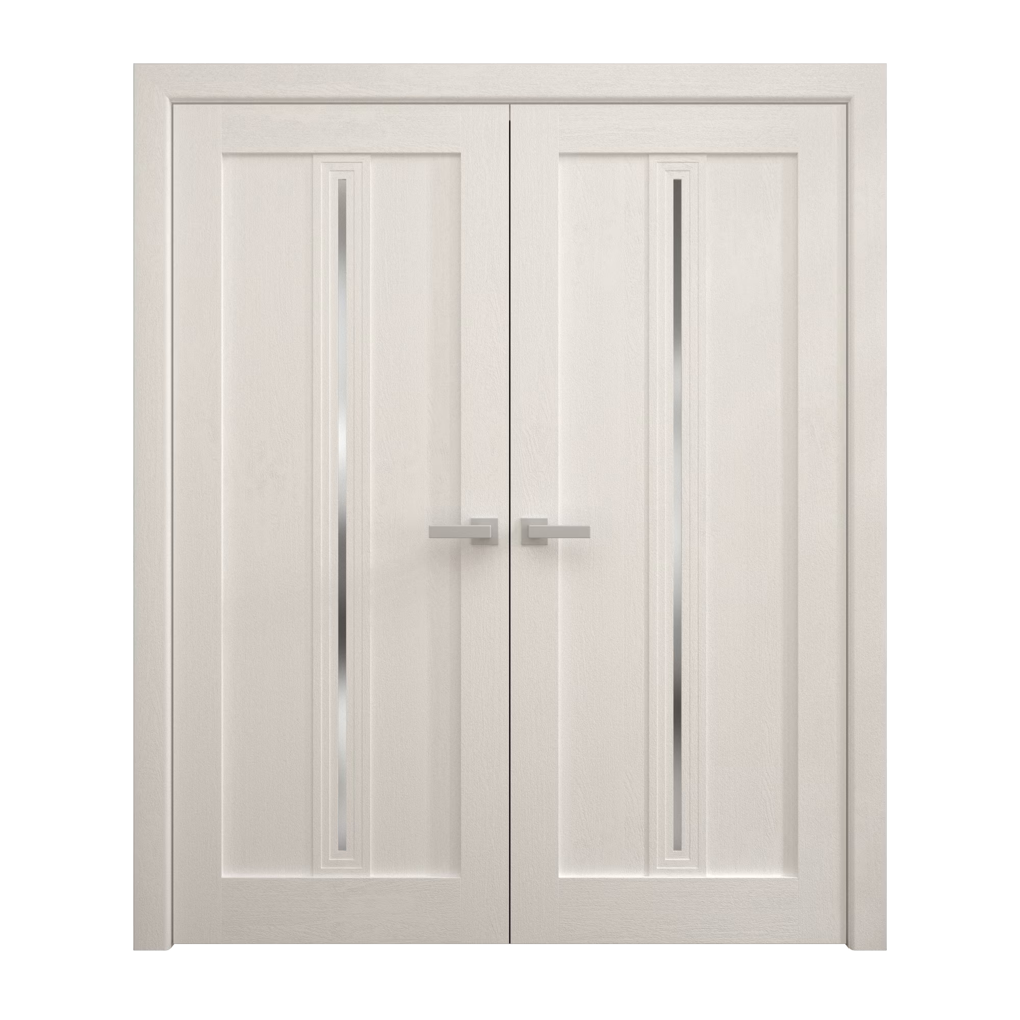 Solid French Double Doors 36 x 80 inches Painted White Oak Wood N957208