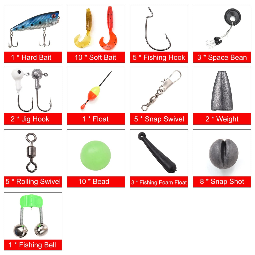 Children's Telescopic Casting Fishing Rod and Reel Kit with Carry Bag W84865