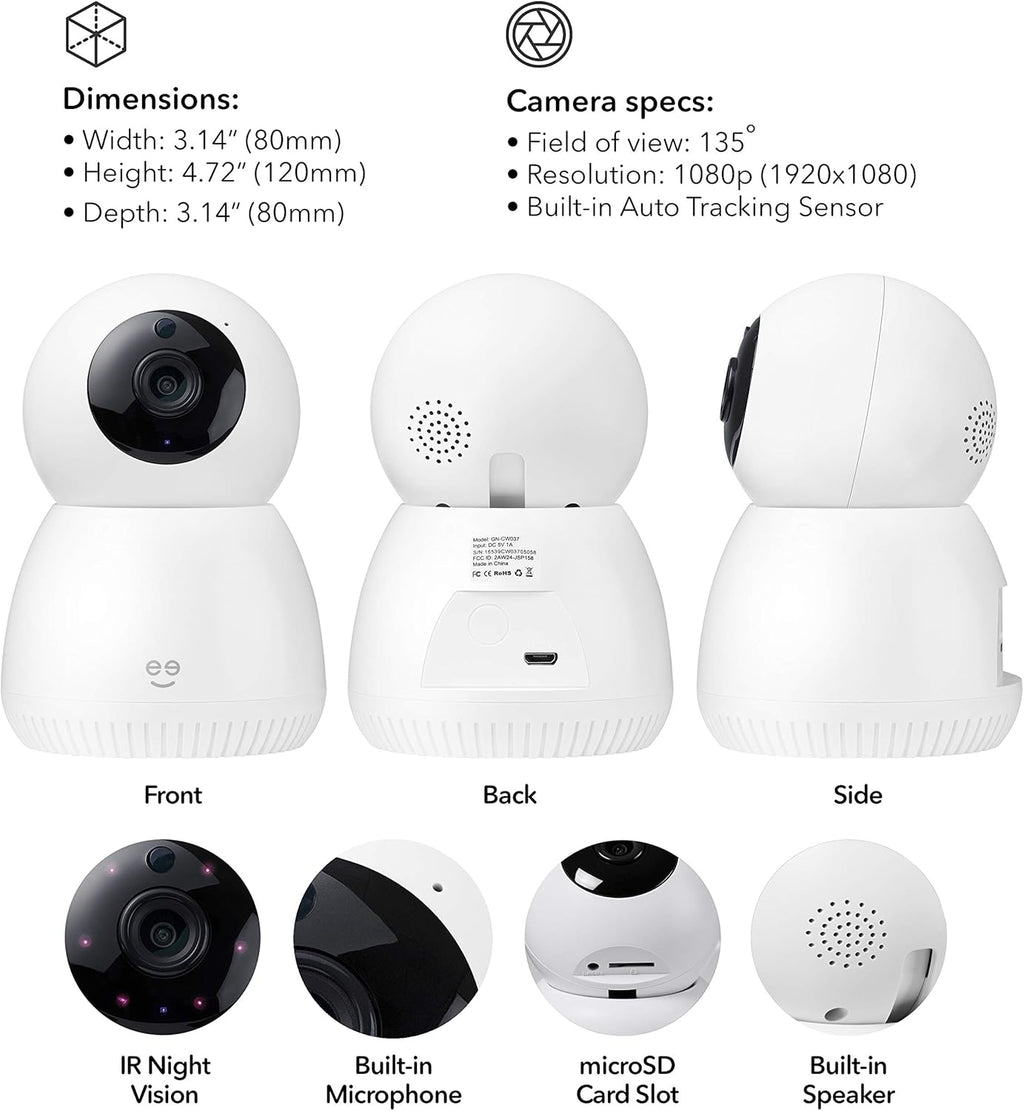 WiFi Indoor Smart Security Camera with Mounting Kit S189