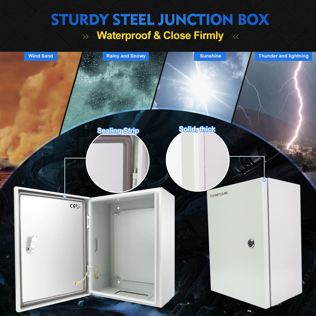 16 x 12 x 8'' NEMA 4X IP66 Steel Electrical Junction Box E4044