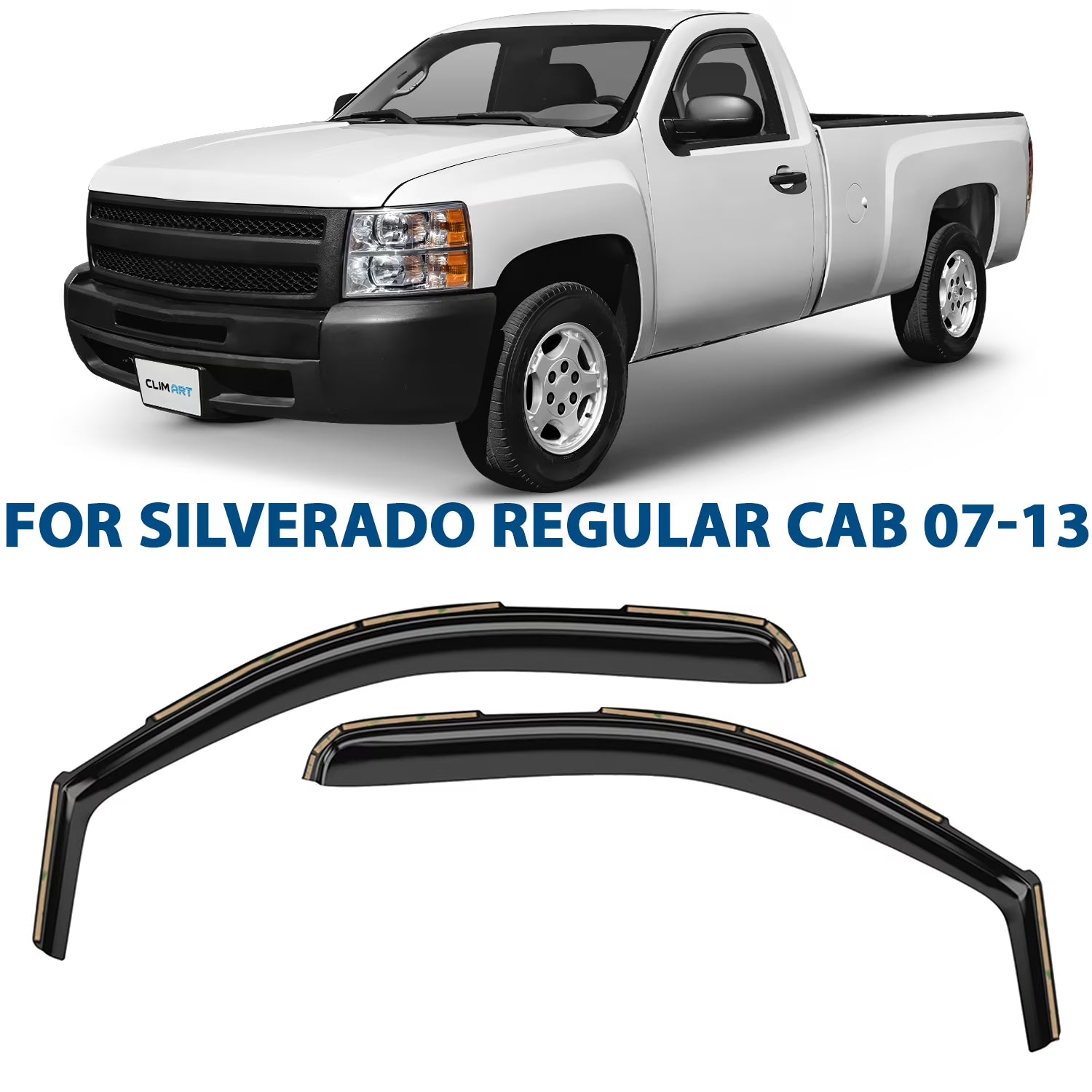 2pcs In-Channel Rain Guards for Chevrolet Silverado 1500 Regular Cab E879