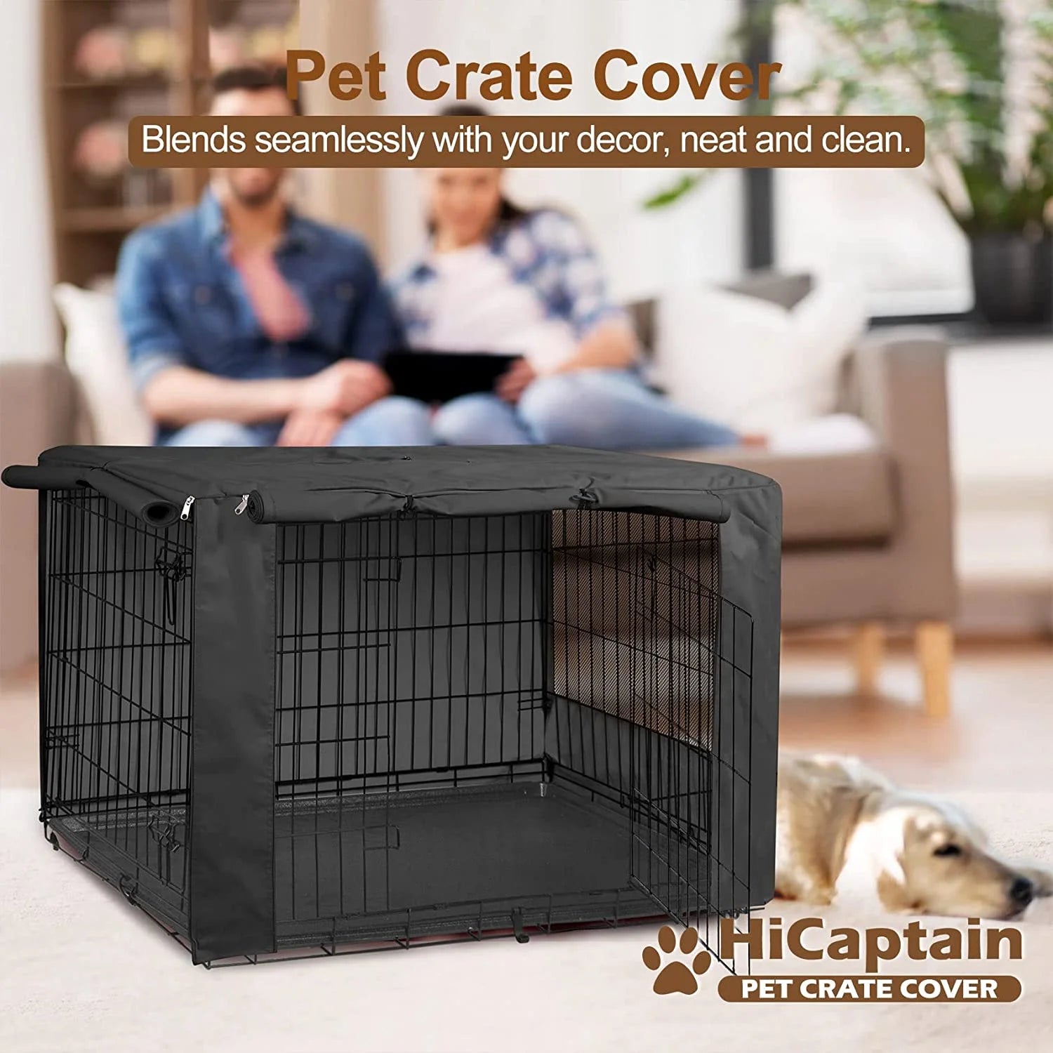 Black Folding Dog Crate Cover for 24 Inch Wire Pet Cage J28027