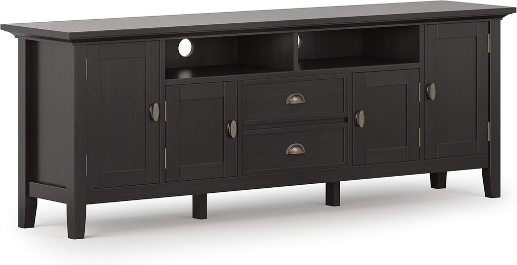 Black 72 inch Solid Wood TV Media Stand with Storage Shelves and Cabinets Y568040