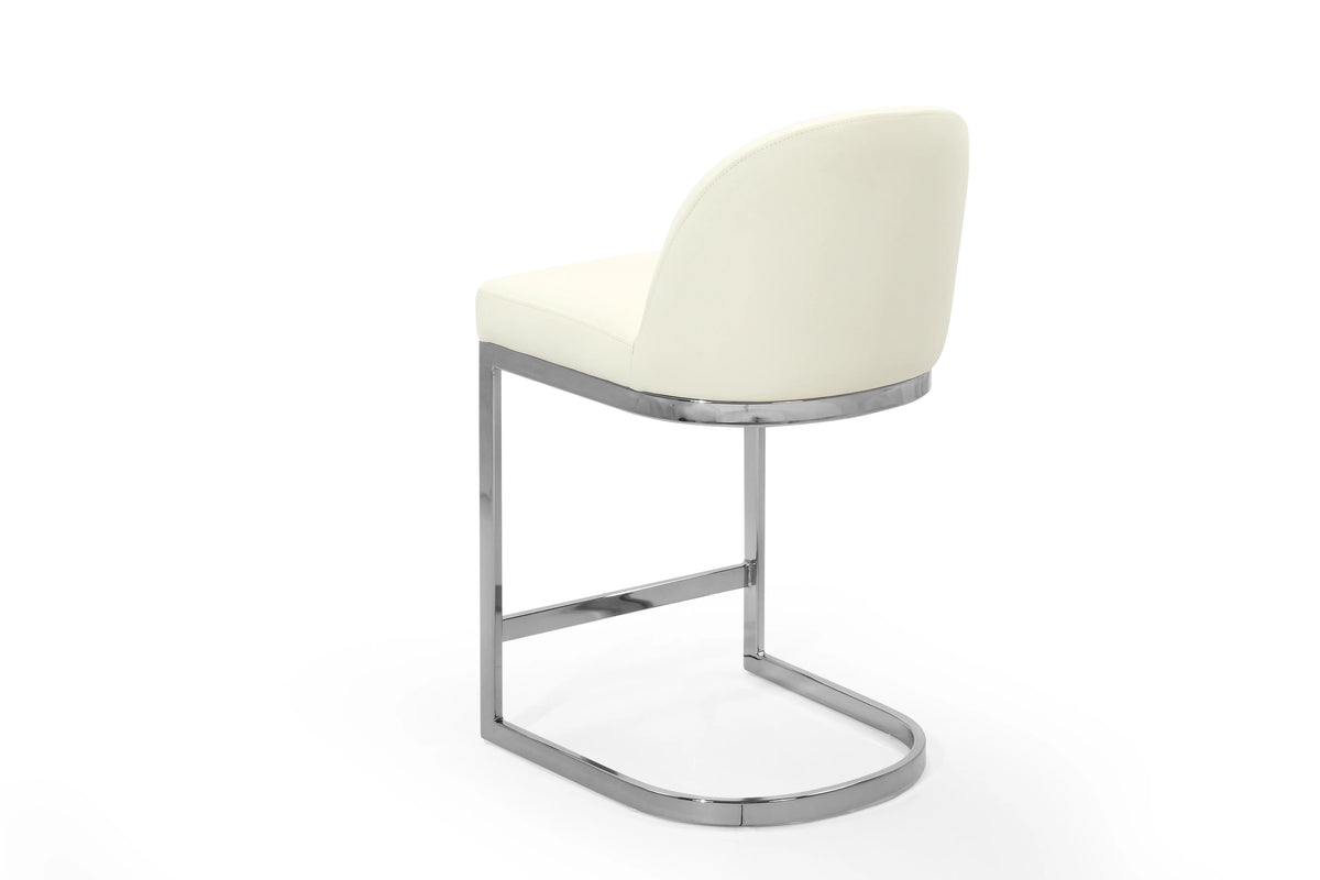 Cream PU Leather Counter Stool with Chrome Plated Base Z86455