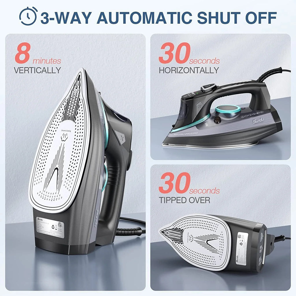 Black 1700W Ceramic Coated Steam Iron with Auto-Off M765