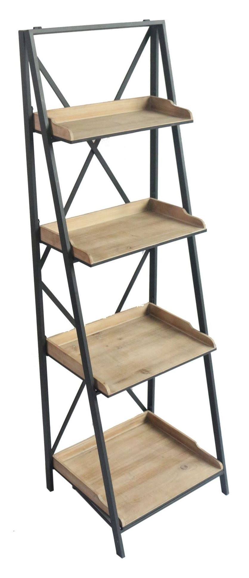 Brown and Steel Gray 18x22 Bookcase with Four Wood Shelves and Metal Frame Y357583