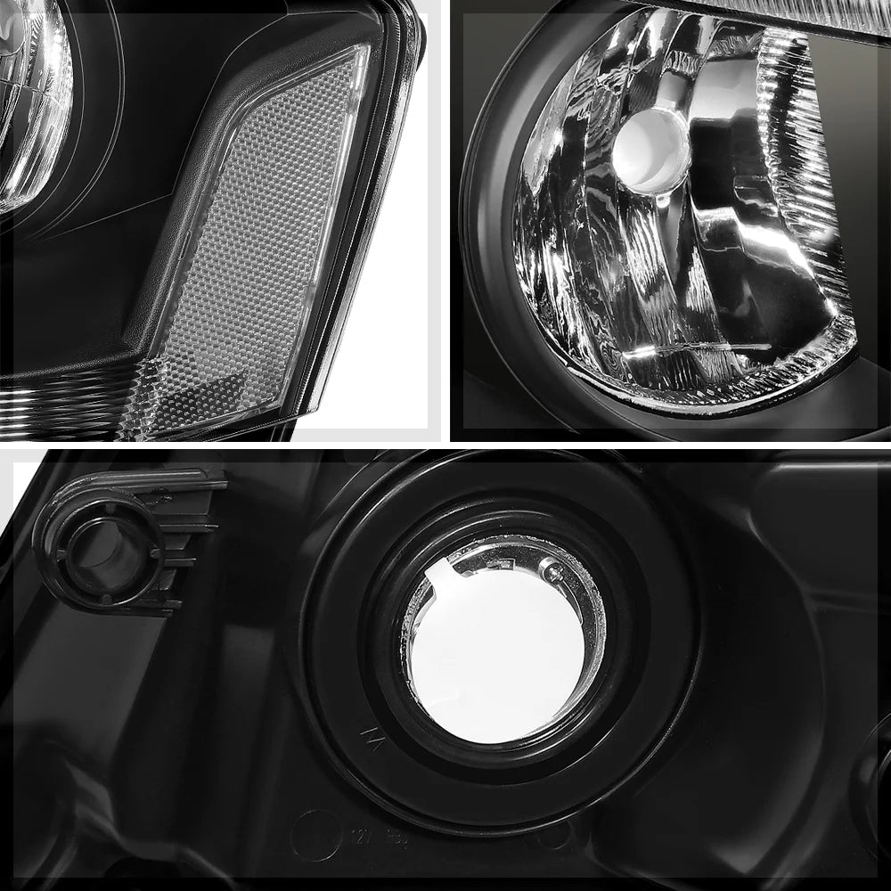 Black Housing Headlight Lamp with Clear Turn Signal Reflector W727429
