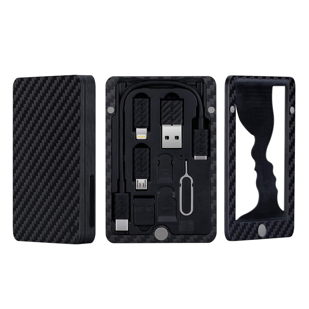 Carbon Fiber Modular Portable Electronic Tool Kit with Type-C Cable Adapters and SD Card Reader X68777