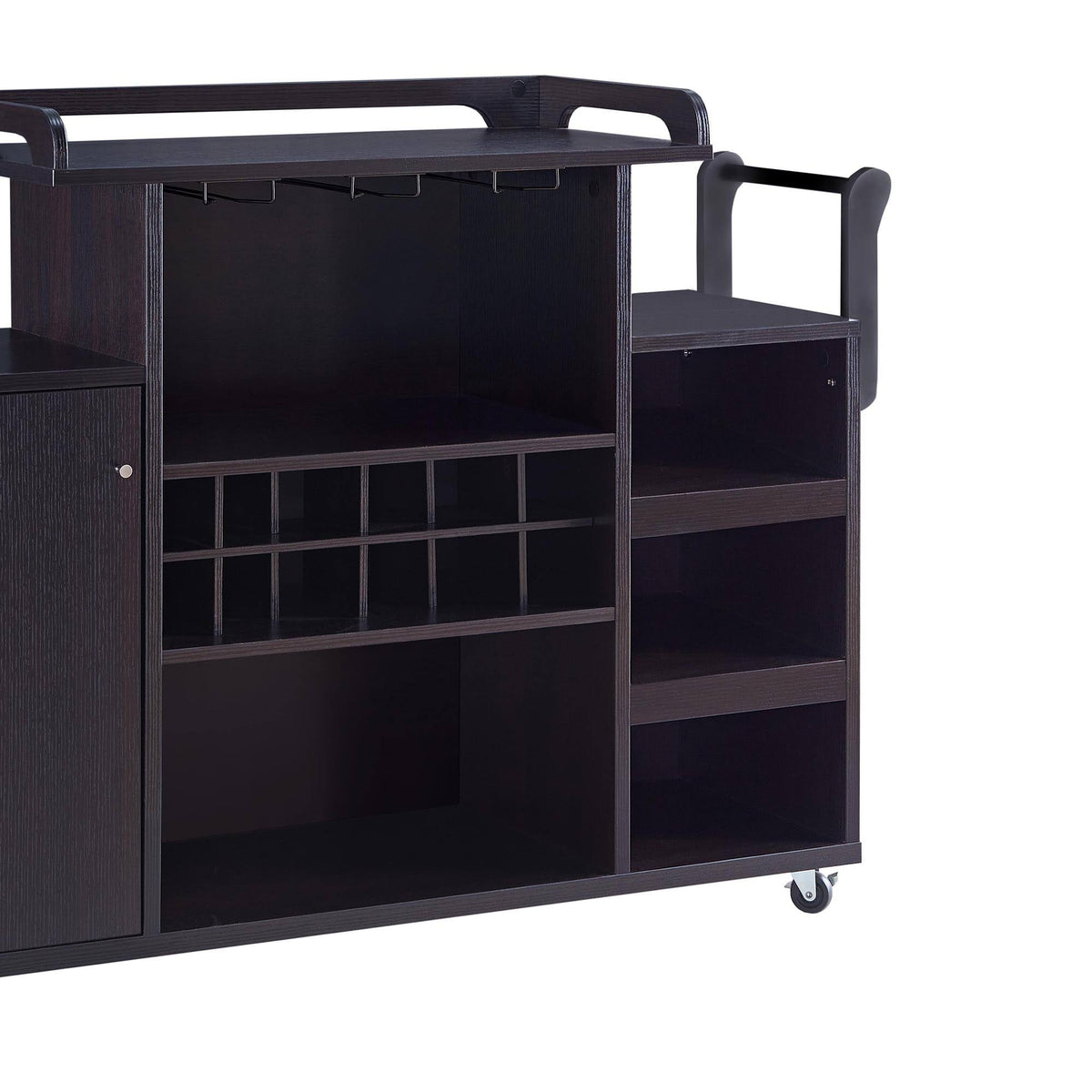 Brown Wooden Buffet Cart with Wine Rack and 1 Door Cabinet L693925