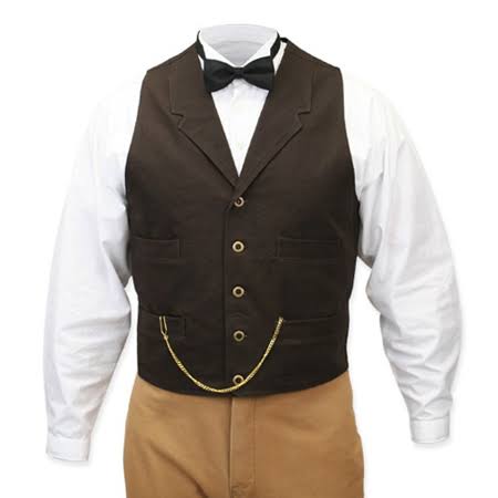 Walnut Brown Cotton Notch Collar Work Vest (Size L) E171300