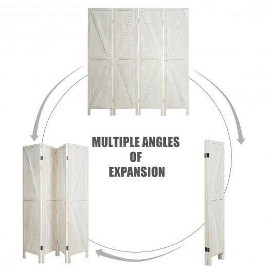 4 Panels Folding Wooden Room Divider White R926834