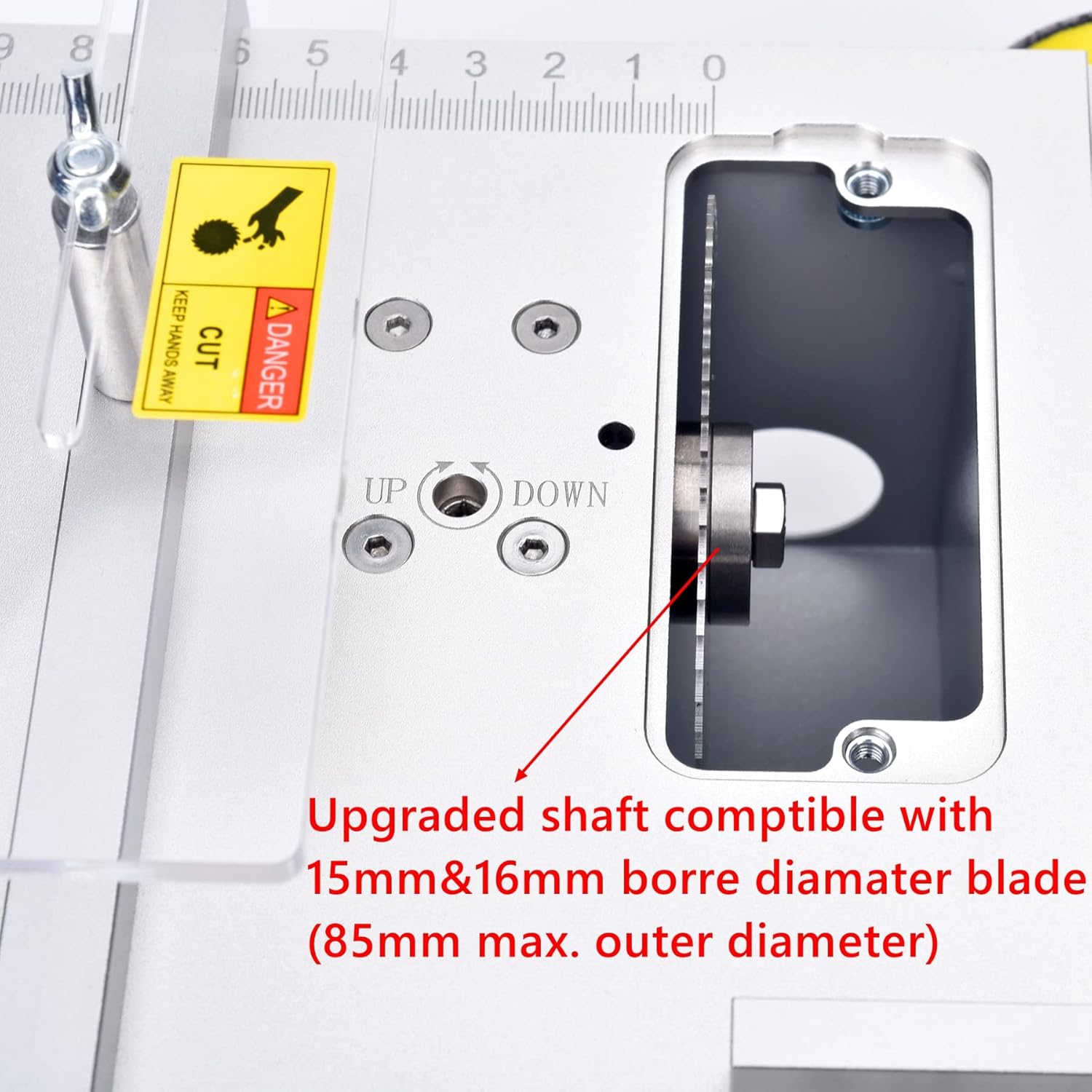 Mini Hobby Table Saw with Miter Gauge, 3 Inch HSS Alloy Steel Circular Saw Blade, Polishing Pad, 96W Power Supply B7772