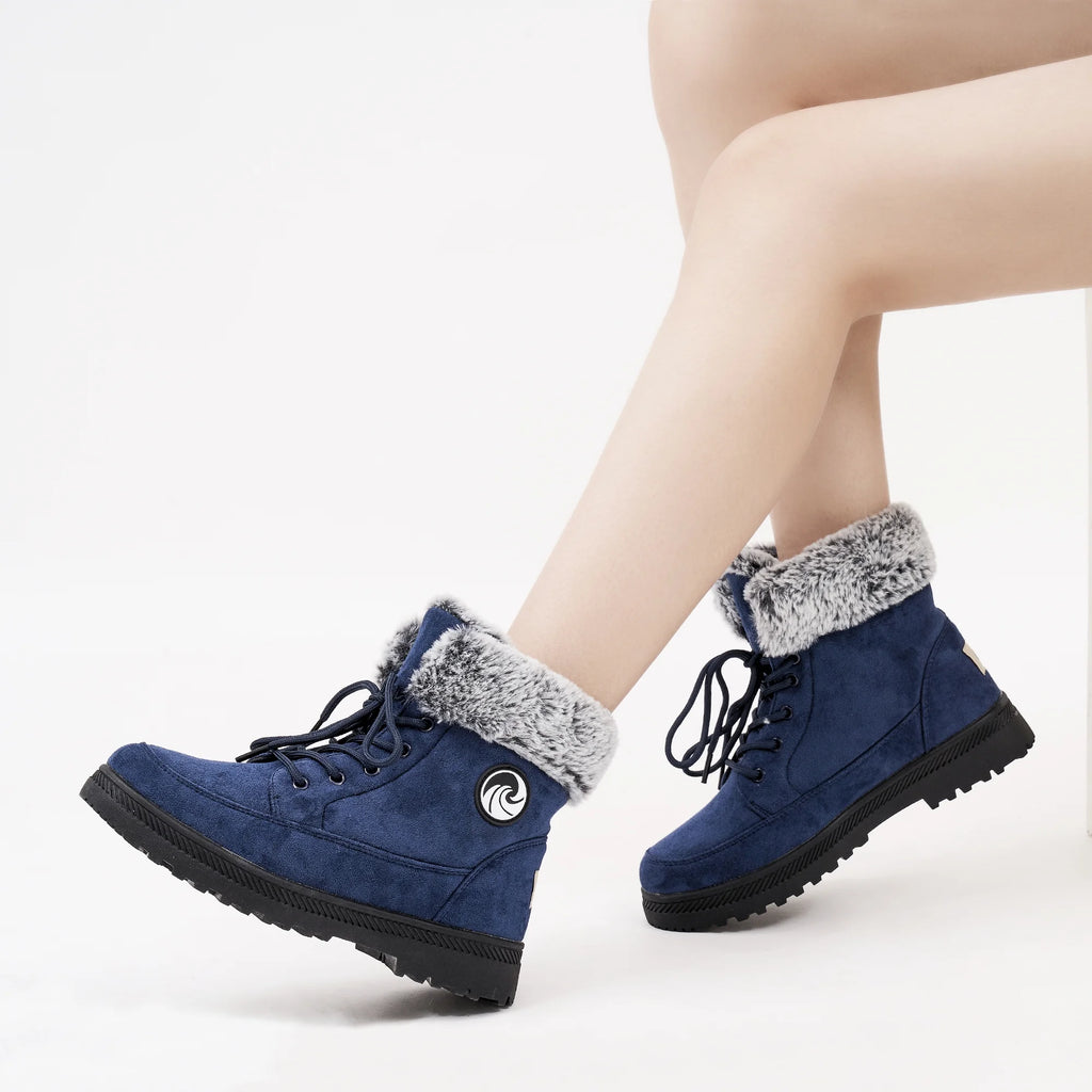 Winter Snow Boots Lace Up Flat Anti-Slip Ankle Boots C840