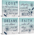 4 Panel Teal Blue Dandelion Canvas Wall Art B4733