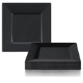 Solid Square 8x22 Black Disposable Plastic Salad Plates N905
