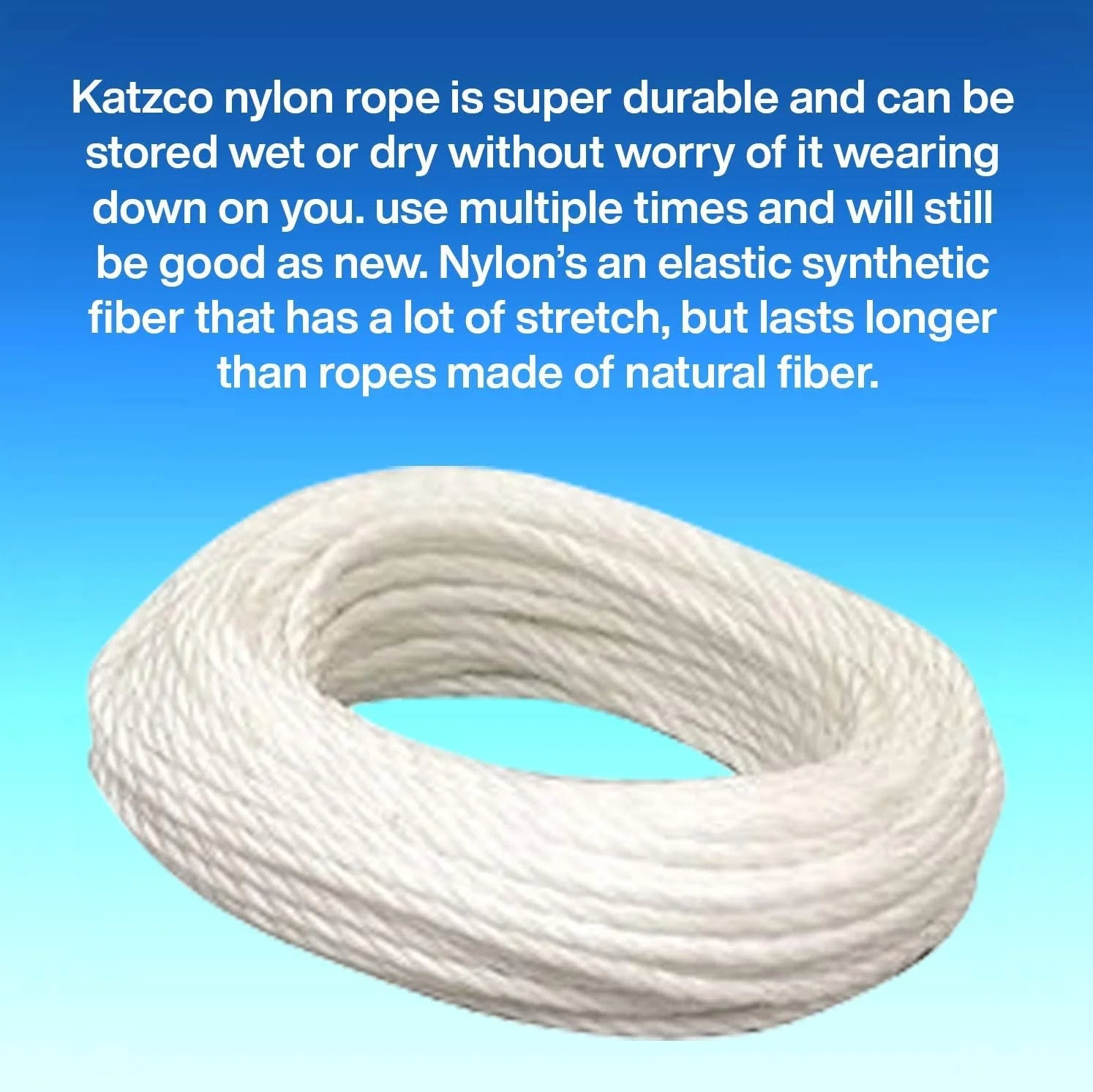 Nylon Rope Twisted Solid Braided 3/8 Inch x 50 Feet Rope O337