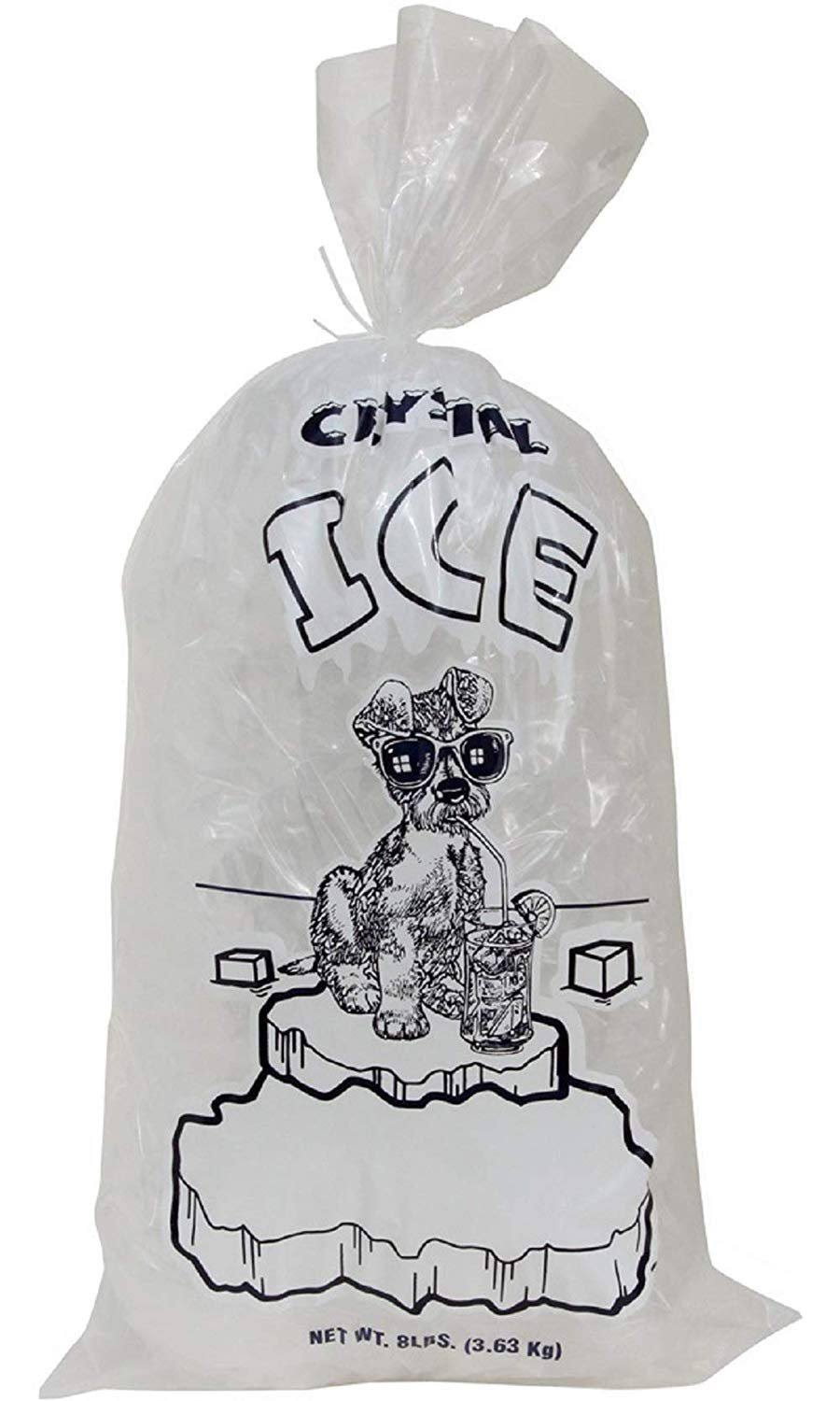 1000 Pack Crystal Ice Printed Drawstring Ice Bags 11x22 x 22x22 / 1.5 Mil / 10 lbs G96024