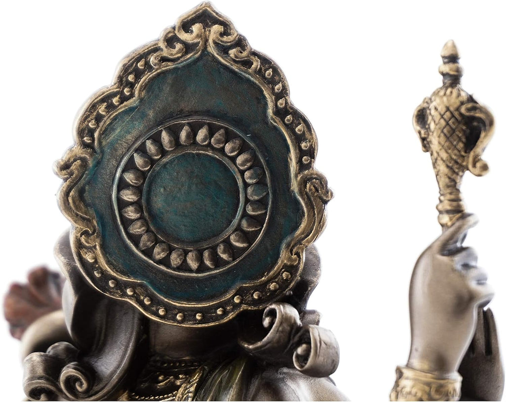 Dancing Ganesh on Lotus Pedestal Statue, Cold Cast Bronze, 8-Inch Elephant Figurine O399020
