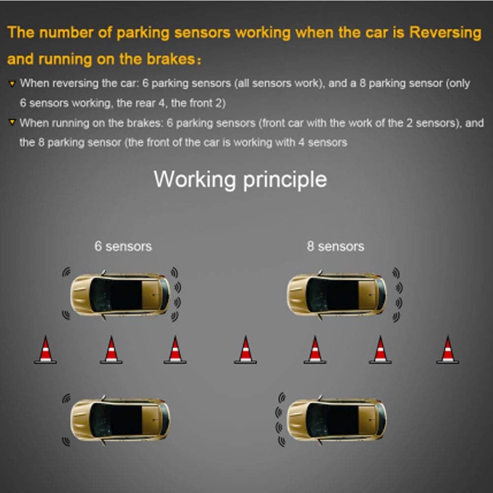 Universal Car Reverse Backup Radar System 8 Sensors LED Display Pack of 2 I33725