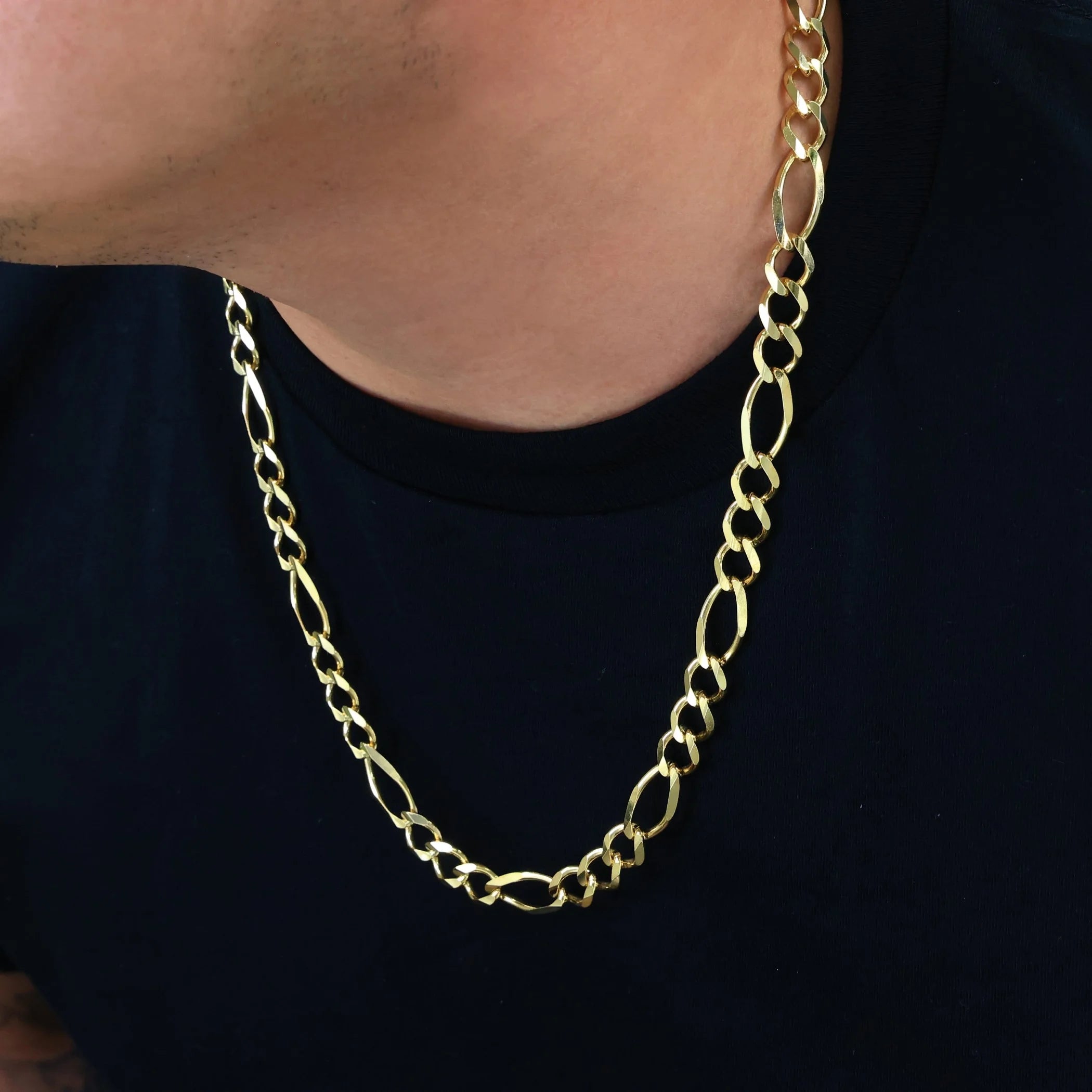 14k Yellow Gold Solid Figaro Chain Link Necklace 18" - 30" L6432