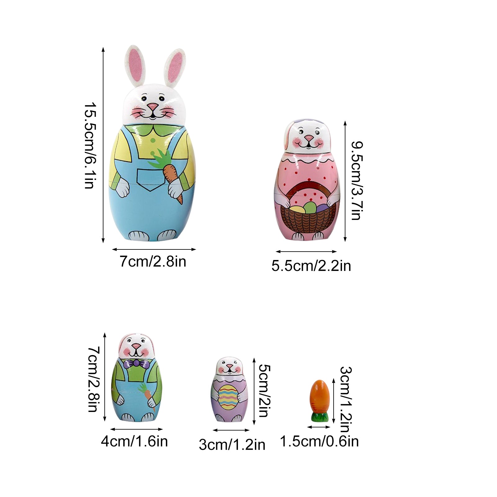 5-Storey Wooden Rabbit Doll Toys H330