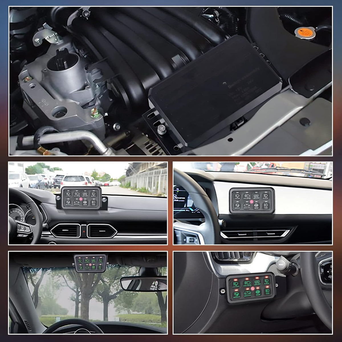 8 Gang Touch Switch Panel with Harness and Label Stickers E230449