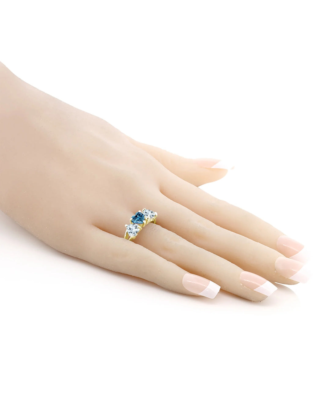 18K Yellow Gold Plated Silver Ring Persian Blue Moissanite Aquamarine (2.26 Cttw) S44312