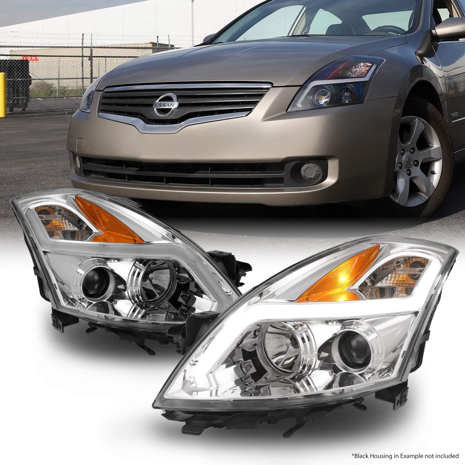 Smoke Lens LED Strip Projector Headlight Assembly O221577