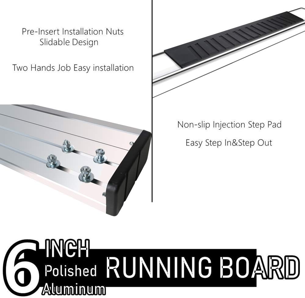 6 Inch Chrome Running Boards Side Step Rails R516
