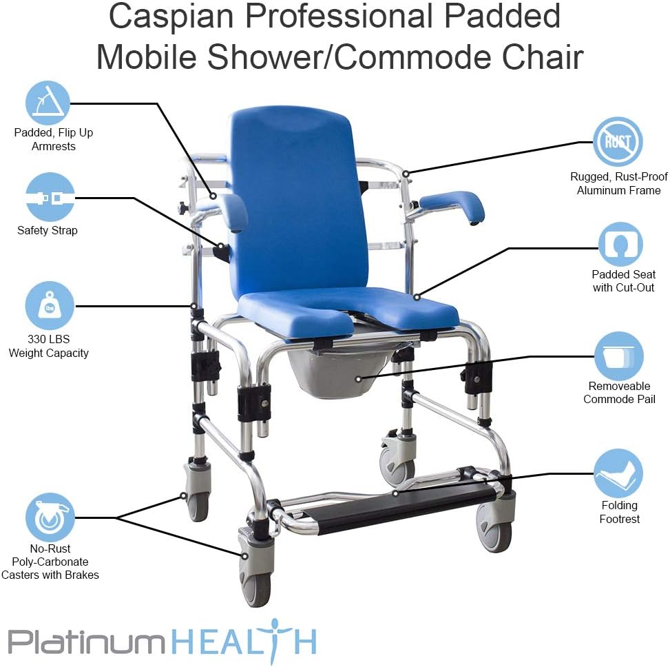 Padded Mobile Shower/Commode Chair X7511