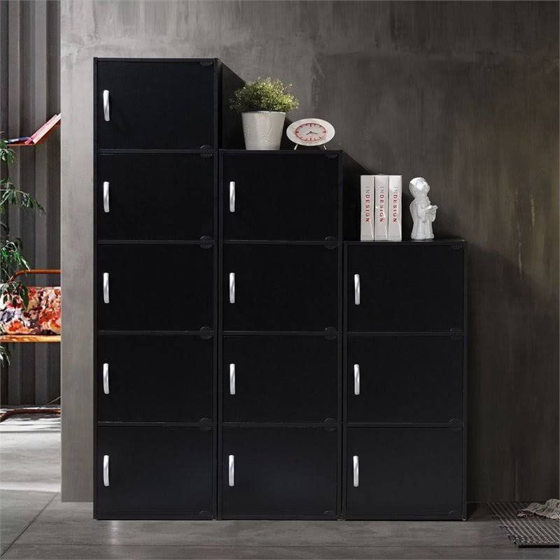 5 Shelf 5 Door Bookcase in Black M40985