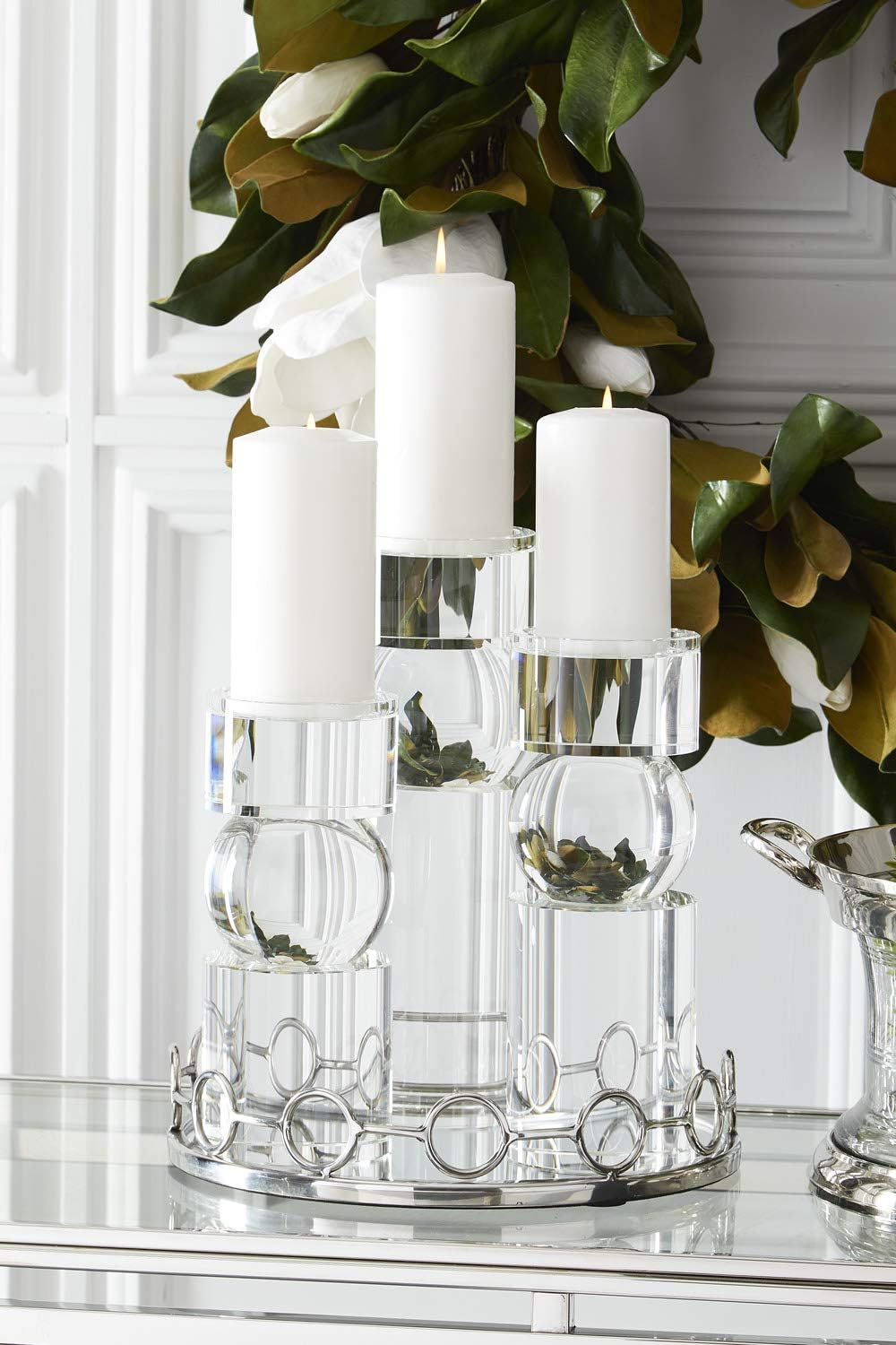 12.5 Inch Glass Pillar Candle Holder R4889