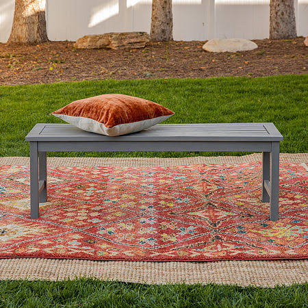 Gray Wash Solid Acacia Wood Patio Dining Bench G535843