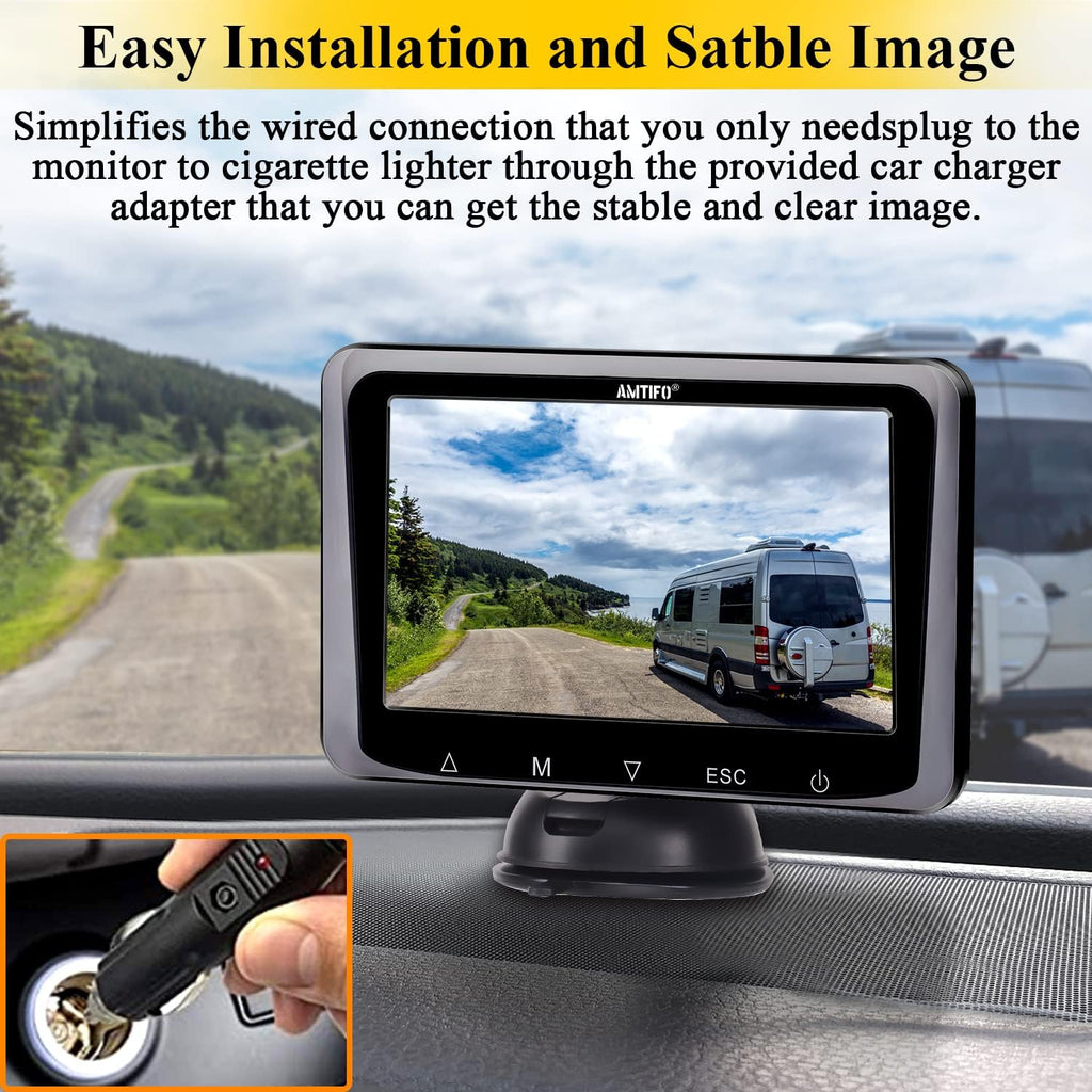 2 Pack HD 1080P Wired Backup Camera with 5 Inch Monitor Y389269