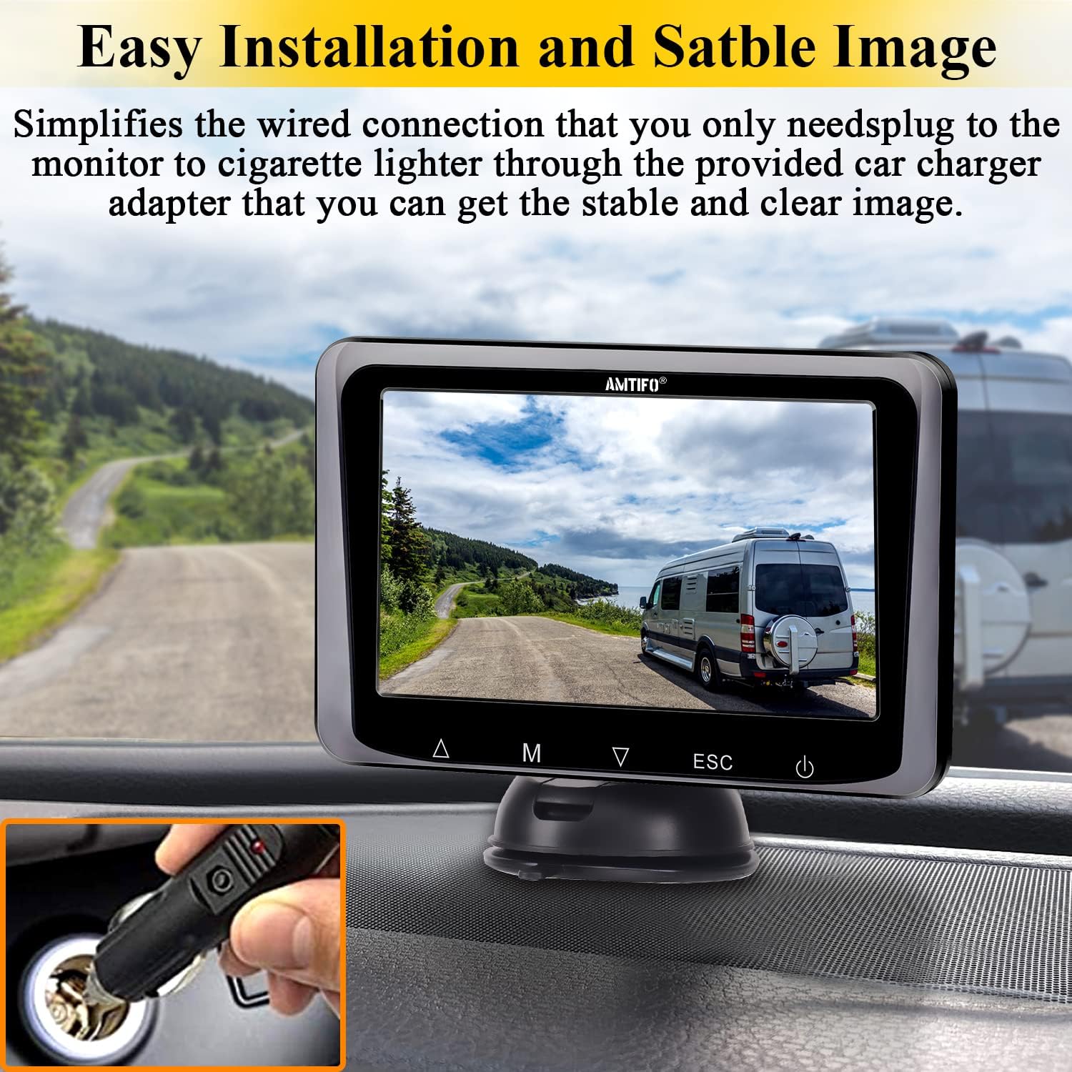 2 Pack HD 1080P Wired Backup Camera with 5 Inch Monitor Y389269