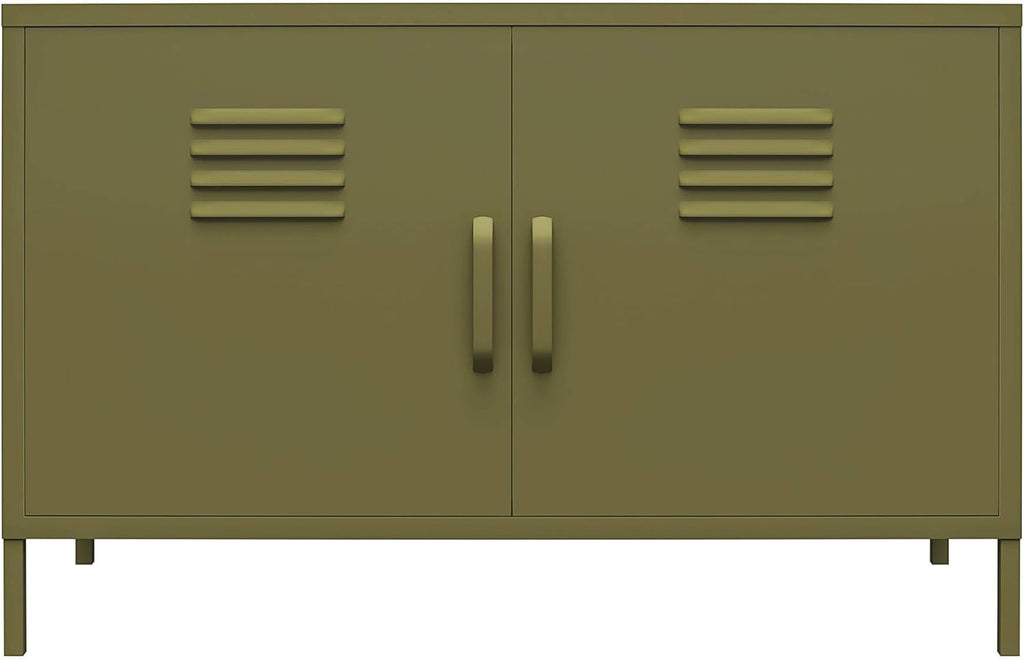 Olive Green 2 Door Metal Locker Accent Cabinet V242