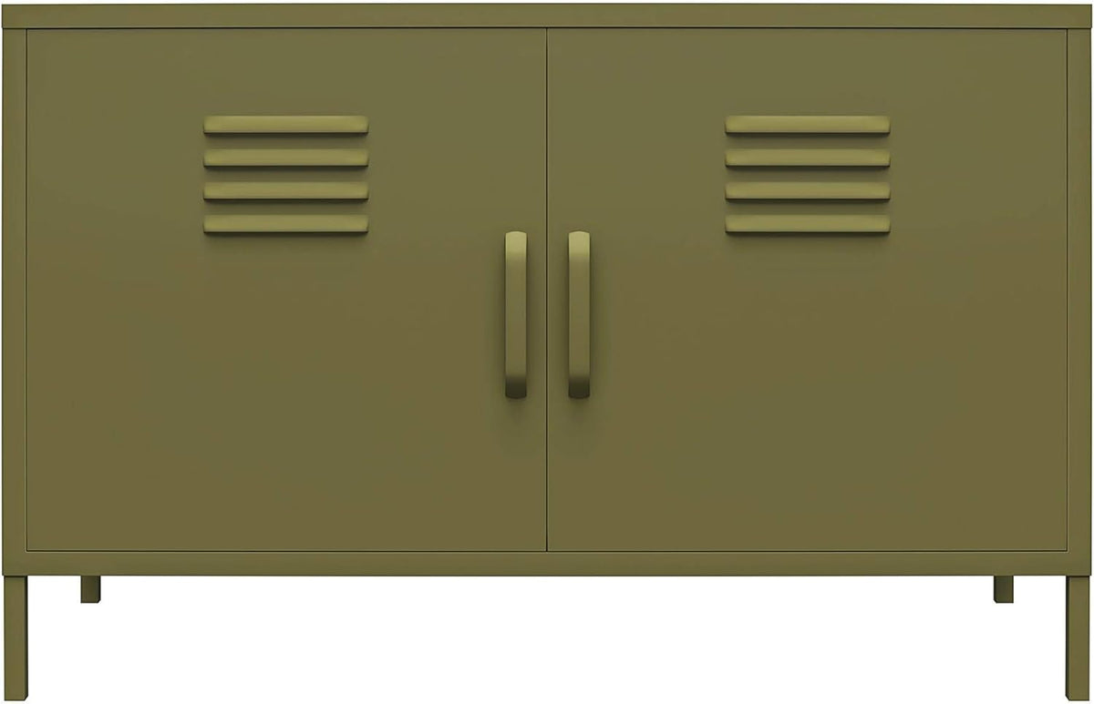 Olive Green 2 Door Metal Locker Accent Cabinet V242